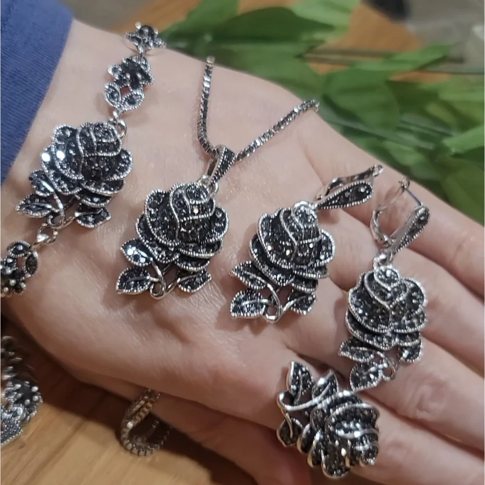 Turkish Vintage Style Jewelry Set forWomen,NEW,4Pcs,Size7,8,9WeddingHandmadeGift - Picture 3 of 12